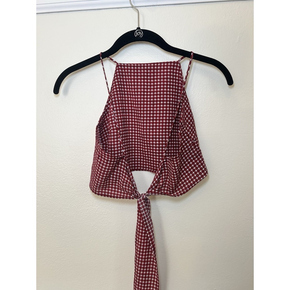 Glamorous Handkerchief Plaid Top High Neck And Tie Back - Picture 5 of 7